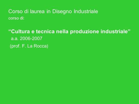 Corso di laurea in disegno industriale