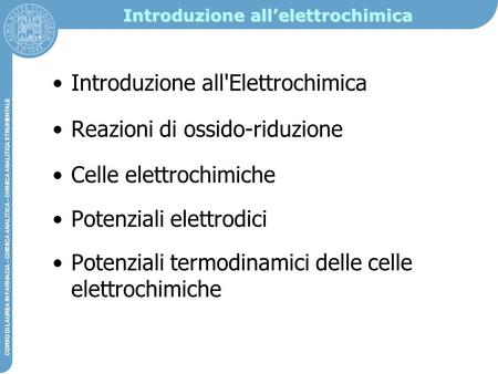 Introduzione all’elettrochimica