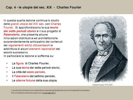 Cap. 4 - le utopie del sec. XIX - Charles Fourier