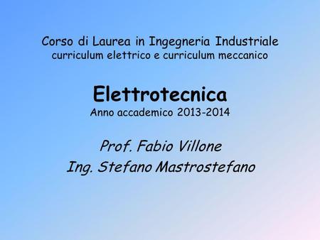 Elettrotecnica Anno accademico