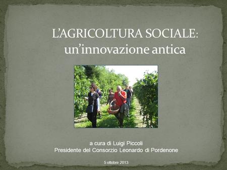 A cura di Luigi Piccoli Presidente del Consorzio Leonardo di Pordenone 5 ottobre 2013.
