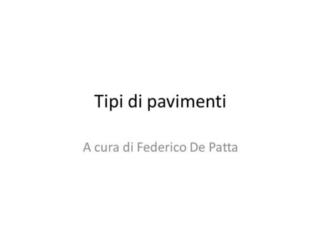 A cura di Federico De Patta