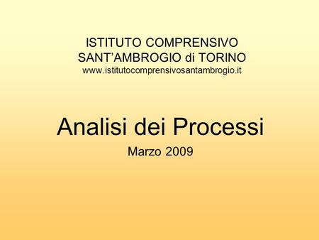 Analisi dei Processi Marzo 2009
