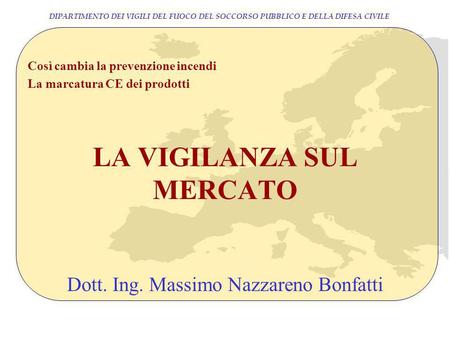 LA VIGILANZA SUL MERCATO Dott. Ing. Massimo Nazzareno Bonfatti