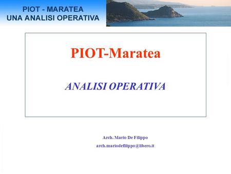 PIOT-Maratea ANALISI OPERATIVA Arch. Mario De Filippo