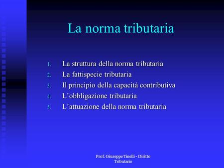 Prof. Giuseppe Tinelli - Diritto Tributario