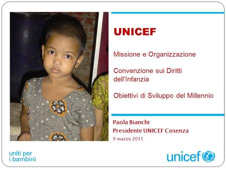 Paola Bianchi Presidente UNICEF Cosenza 9 marzo 2011