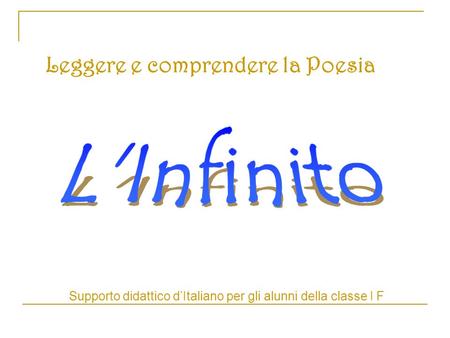 Supporto didattico d’Italiano per gli alunni della classe I F