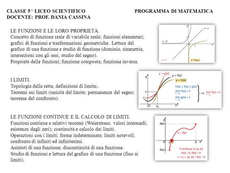 CLASSE 5^ LICEO SCIENTIFICO PROGRAMMA DI MATEMATICA DOCENTE: PROF