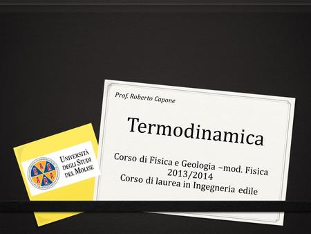Prof. Roberto Capone Termodinamica