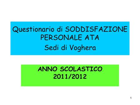 1 Questionario di SODDISFAZIONE PERSONALE ATA Sedi di Voghera ANNO SCOLASTICO 2011/2012.