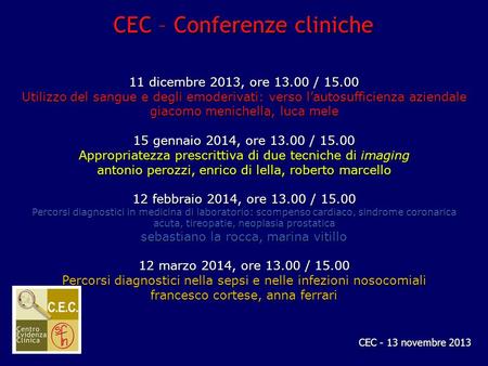 CEC – Conferenze cliniche