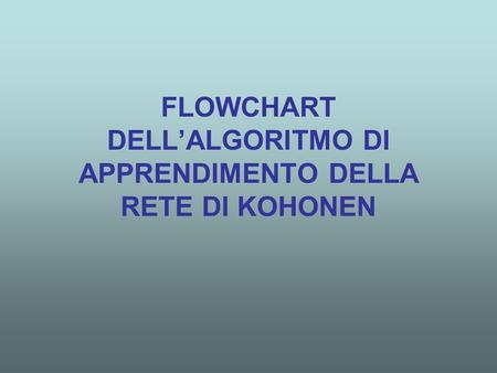 FLOWCHART DELL’ALGORITMO DI APPRENDIMENTO DELLA RETE DI KOHONEN
