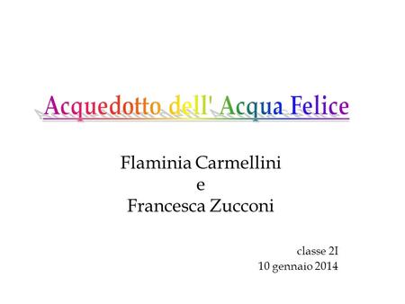 Flaminia Carmellini e Francesca Zucconi classe 2I 10 gennaio 2014