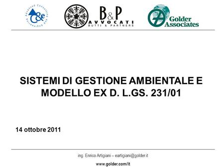 SISTEMI DI GESTIONE AMBIENTALE E MODELLO EX D. L.GS. 231/01