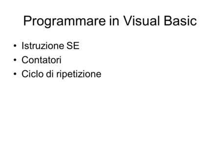 Programmare in Visual Basic