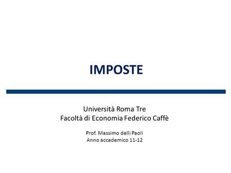 Imposte Università Roma Tre Facoltà di Economia Federico Caffè