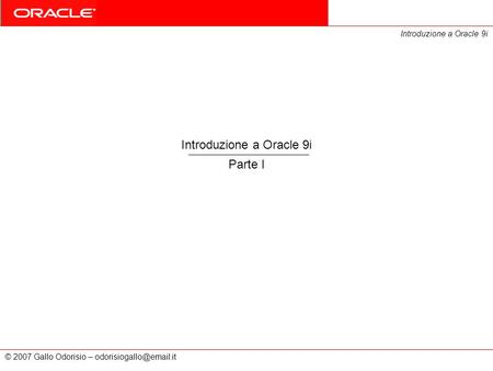 Introduzione a Oracle 9i