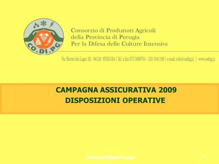 CAMPAGNA ASSICURATIVA 2009 DISPOSIZIONI OPERATIVE