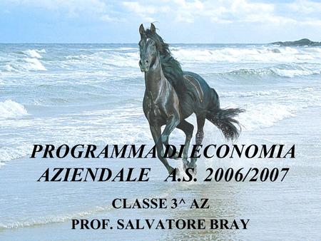 PROGRAMMA DI ECONOMIA AZIENDALE A.S. 2006/2007 CLASSE 3^ AZ PROF. SALVATORE BRAY.