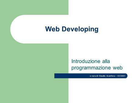 Introduzione alla programmazione web