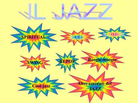 IL JAZZ SPIRITUAL RAGTIME BLUES Boogie-woogie BEPOP SWING