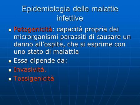 Epidemiologia delle malattie infettive