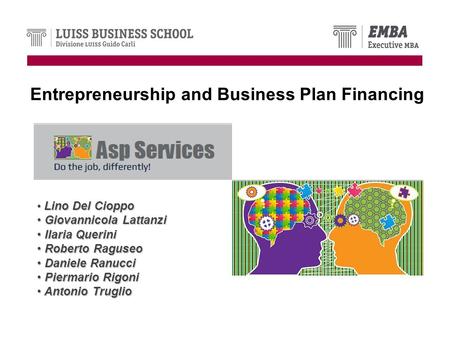 Entrepreneurship and Business Plan Financing
