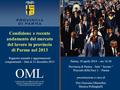 Condizione e recente andamento del mercato del lavoro in provincia di Parma nel 2013 Rapporto annuale e aggiornamenti congiunturali – Dati al 31 dicembre.
