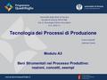 Università degli Studi di Ferrara Facoltà di Scienze MM.FF.NN. CdL in Tecnologie Fisiche Innovative A.A. 2010-11 Tecnologia dei Processi di Produzione.