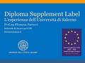 Diploma Supplement Label L’esperienza dell’Università di Salerno Prof.ssa Filomena Ferrucci Referente di Ateneo per il DS
