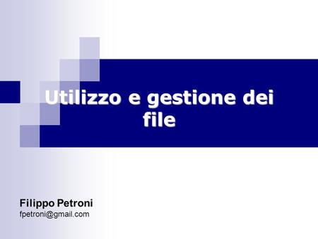 Utilizzo e gestione dei file Filippo Petroni