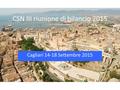 CSN III riunione di bilancio 2015 Cagliari 14-18 Settembre 2015.