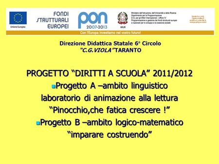 Progetto didattico scuola primaria su pinocchio