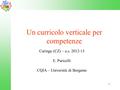 1 Un curricolo verticale per competenze Curinga (CZ) – a.s. 2012-13 E. Puricelli CQIA – Università di Bergamo.