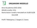 Anno Accademico 2015-2016 Attività a scelta: 4 cfu Orario lezioni: lunedì e mercoledì ore 14,00-16,00 Aula G2B Proff. P. Malaspina, C. Gargioli, G. Cestra.