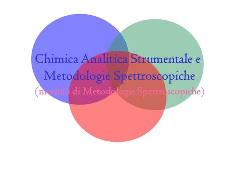Chimica Analitica Strumentale e Metodologie Spettroscopiche (modulo di Metodologie Spettroscopiche)