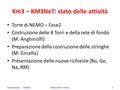 Km3 – KM3NeT: stato delle attività Torre di NEMO – Fase2 Costruzione delle 8 Torri e della rete di fondo (M. Anghinolfi) Preparazione della costruzione.