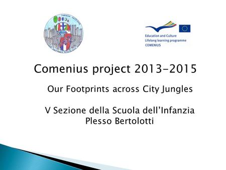 Comenius project 2013-2015 Our Footprints across City Jungles V Sezione della Scuola dell’Infanzia Plesso Bertolotti.