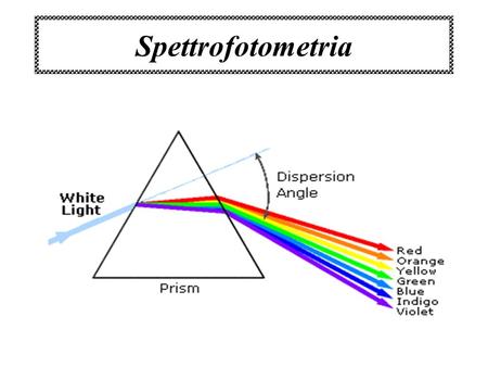 Spettrofotometria. La spettrofotometria La spettrofotometria si occupa dello studio quali-quantitativo delle radiazioni assorbite (o emesse) dalla materia.