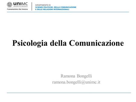 Psicologia della Comunicazione Ramona Bongelli