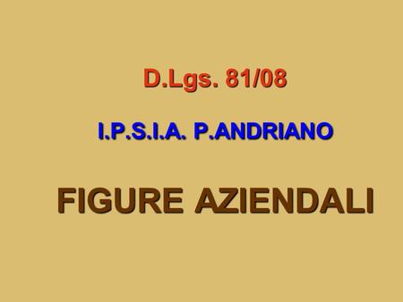D.Lgs. 81/08 I.P.S.I.A. P.ANDRIANO FIGURE AZIENDALI.