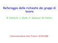 Referaggio delle richieste dei gruppi di lavoro R. Fantechi, L. Gaido, F. Galeazzi, M. Pistoni, Commissione Calcolo e Reti, Frascati, 30/09/2008.