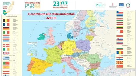 Il contributo alle sfide ambientali dell’UE. SUPERFICIE TOTALE CIRCA 4,5 MIL. KMq 77% DEL TERRITORIO DELL’’UE E’ RURALE di cui 47% terreni agricoli e.