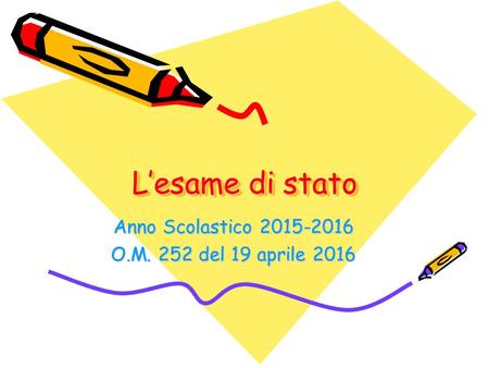 L’esame di stato Anno Scolastico 2015-2016 O.M. 252 del 19 aprile 2016.