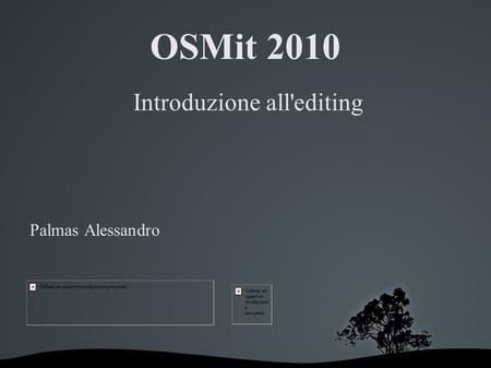 OSMit 2010 Introduzione all'editing Palmas Alessandro.