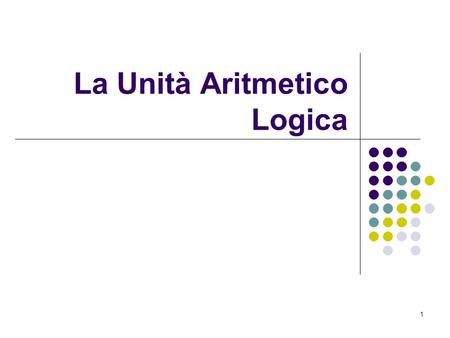 1 La Unità Aritmetico Logica. Aritmetica 32 operation result a b ALU.