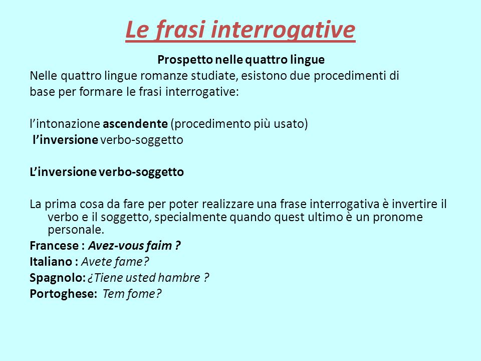 Forma Tesa In Frasi Interrogative Per Totercutecroy Gq