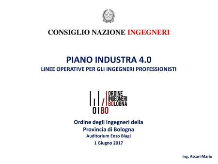 PIANO INDUSTRA 4.0 CONSIGLIO NAZIONE INGEGNERI