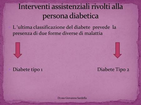 Interventi assistenziali rivolti alla persona diabetica